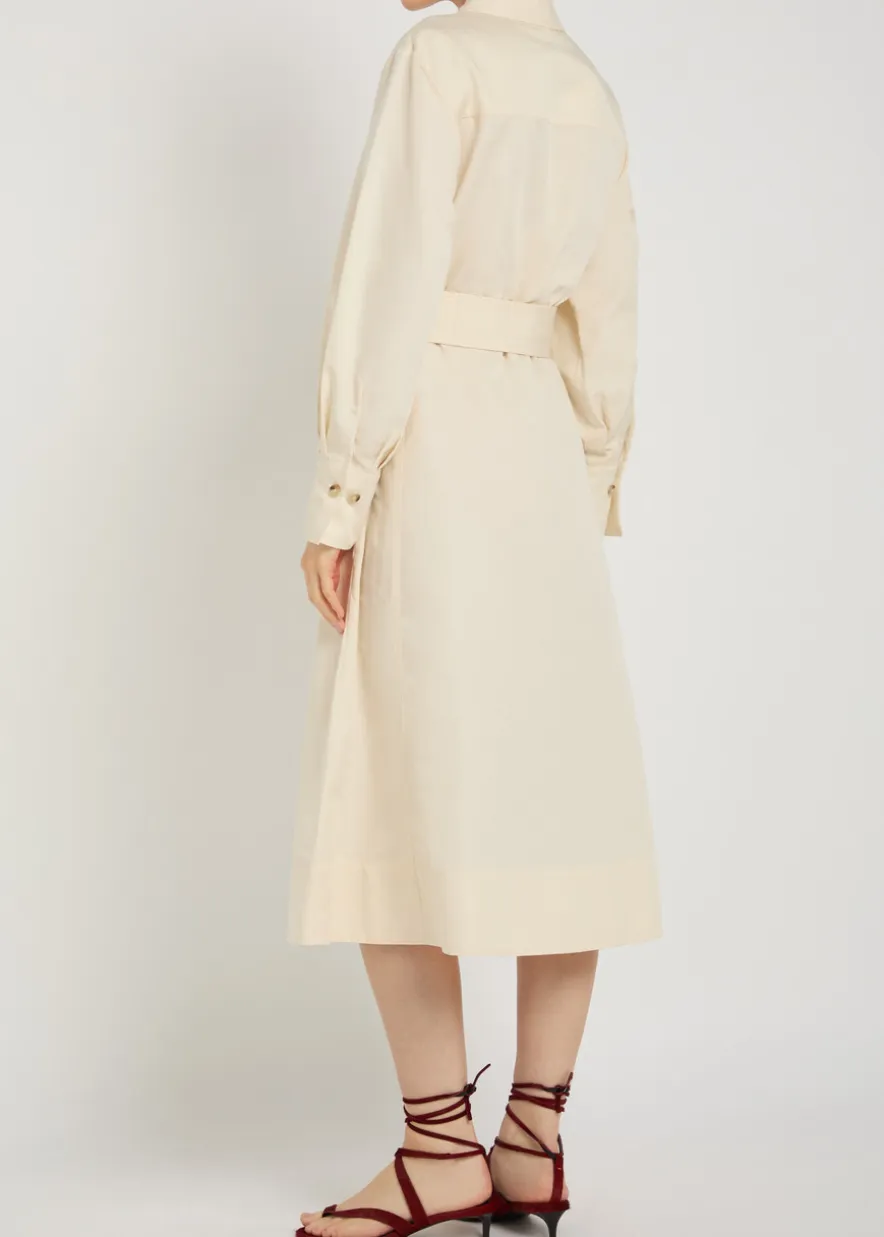Ziane belted cotton -blend midi shirt dress