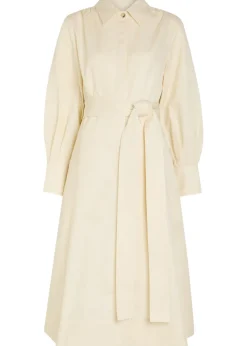 Ziane belted cotton -blend midi shirt dress