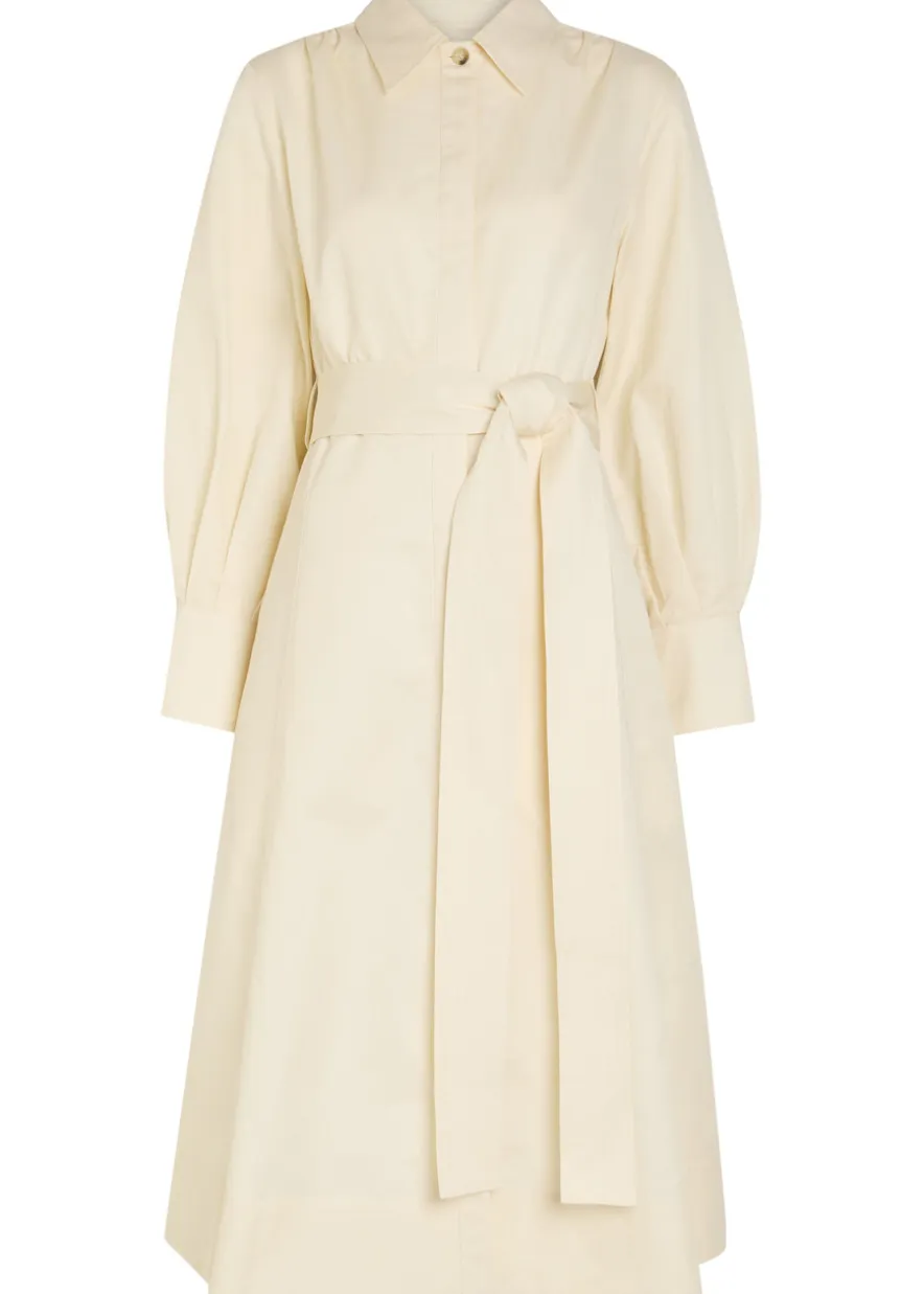 Ziane belted cotton -blend midi shirt dress