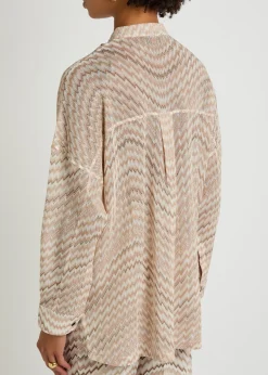 Zigzag fine-knit blouse