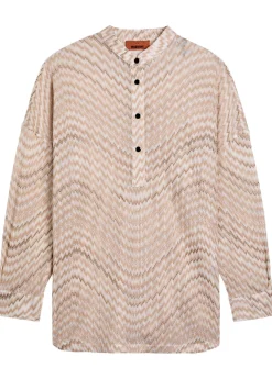 Zigzag fine-knit blouse