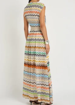 Zigzag fine-knit maxi cover-up dress