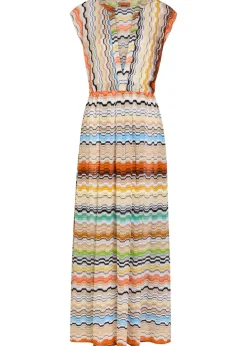 Zigzag fine-knit maxi cover-up dress