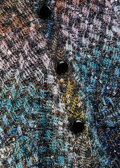 Zigzag metallic-knit swimsuit