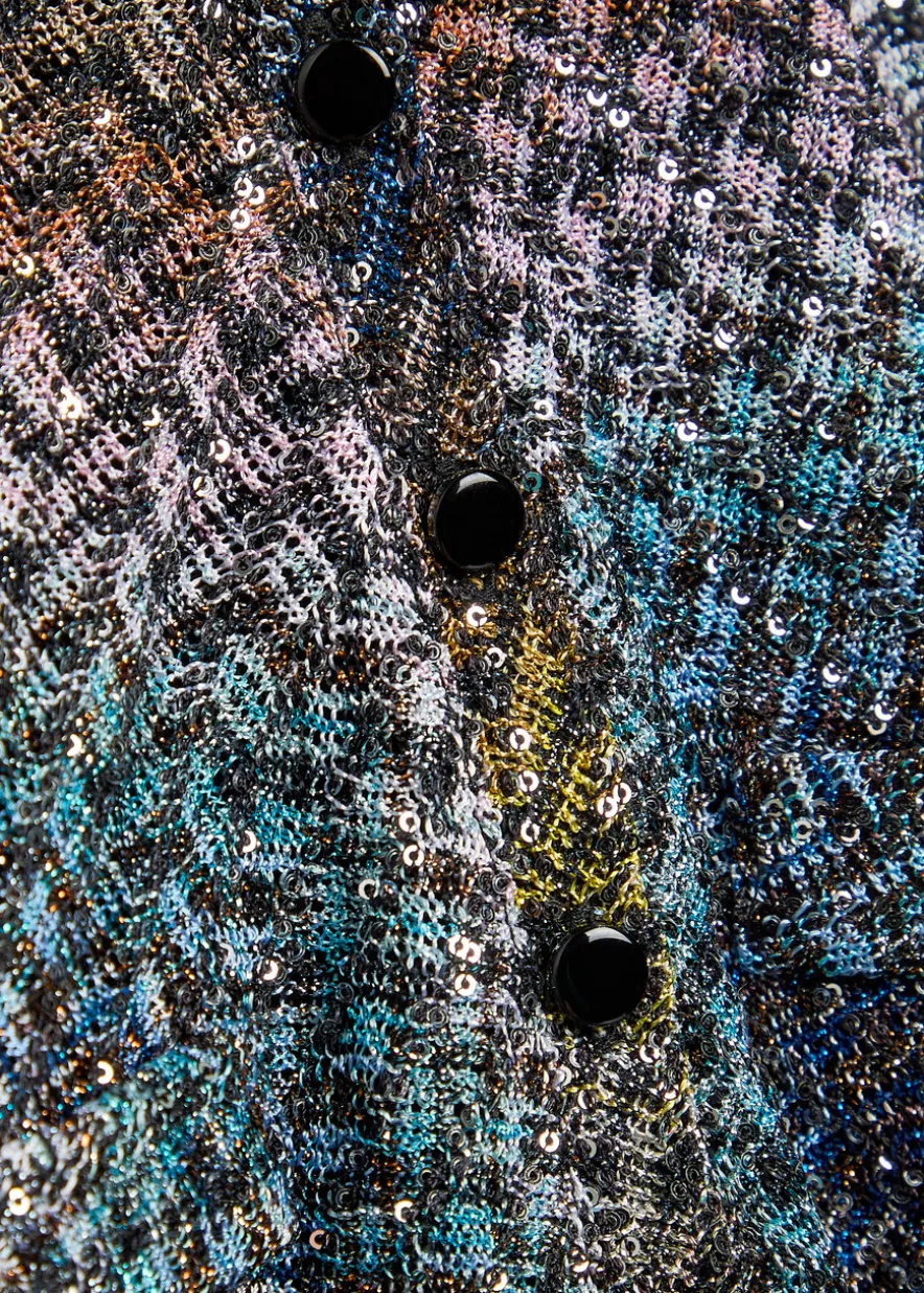 Zigzag metallic-knit swimsuit