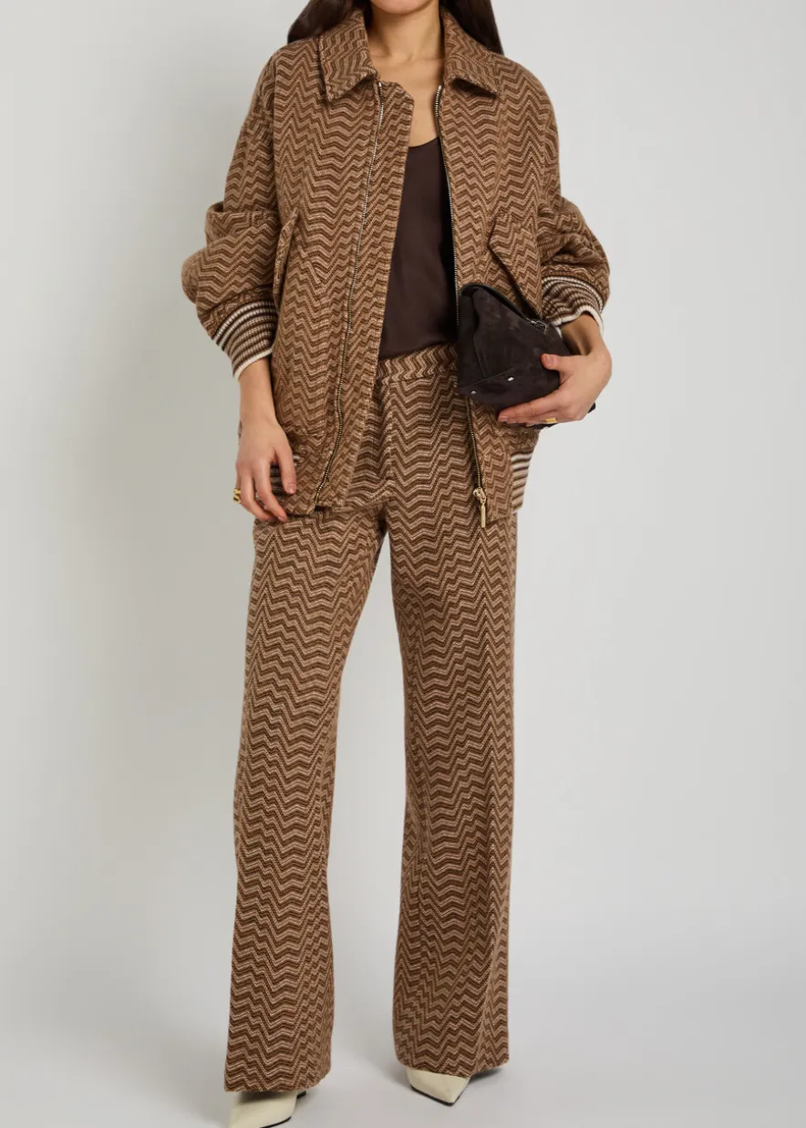Zigzag wool-blend bomber jacket