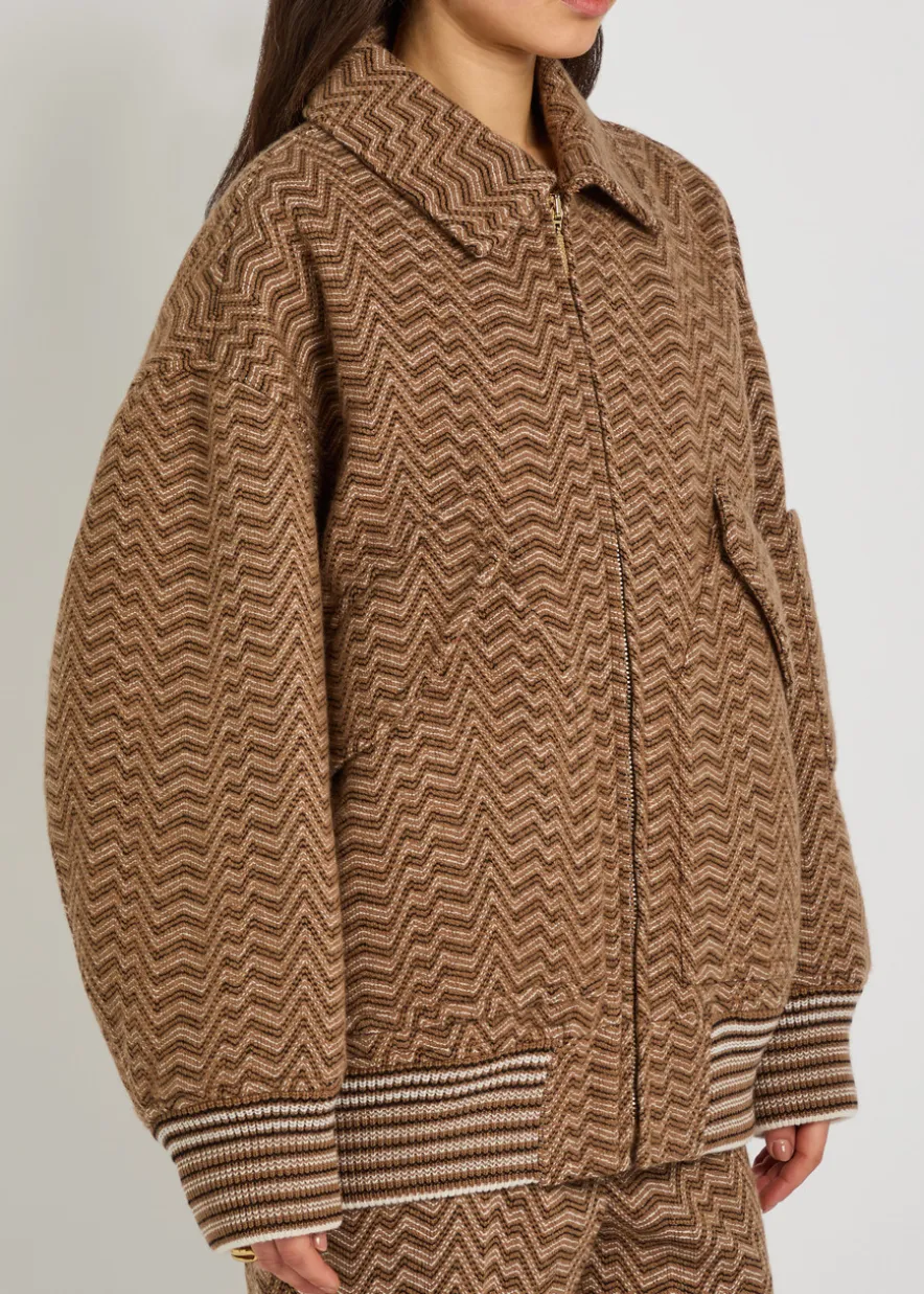 Zigzag wool-blend bomber jacket