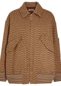 Zigzag wool-blend bomber jacket