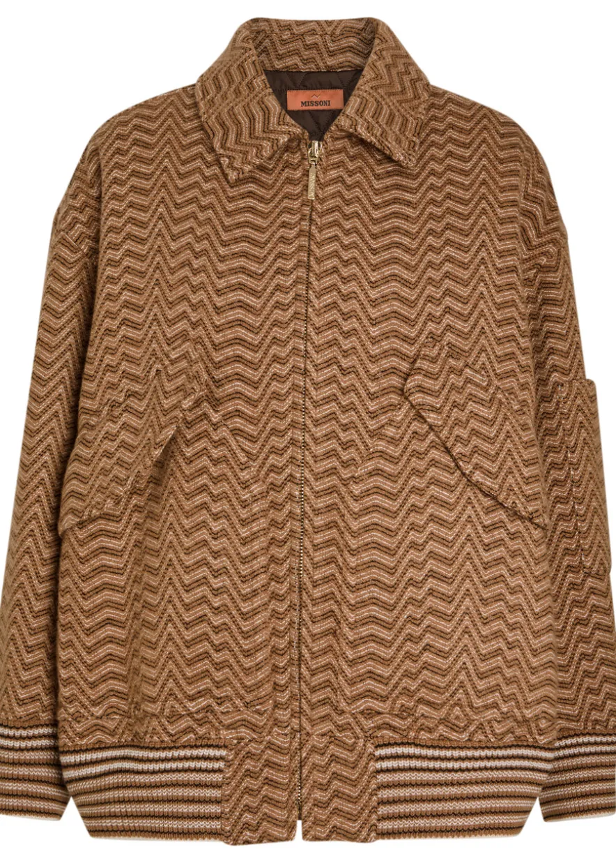 Zigzag wool-blend bomber jacket