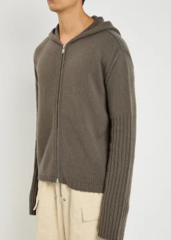 Zipped hooded cashmere jumper