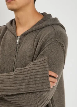 Zipped hooded cashmere jumper