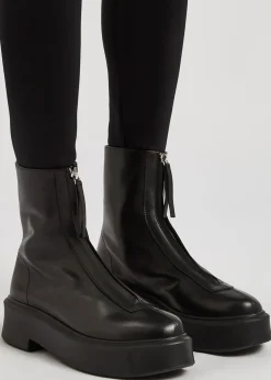Zipped 1 leather flatform ankle boots