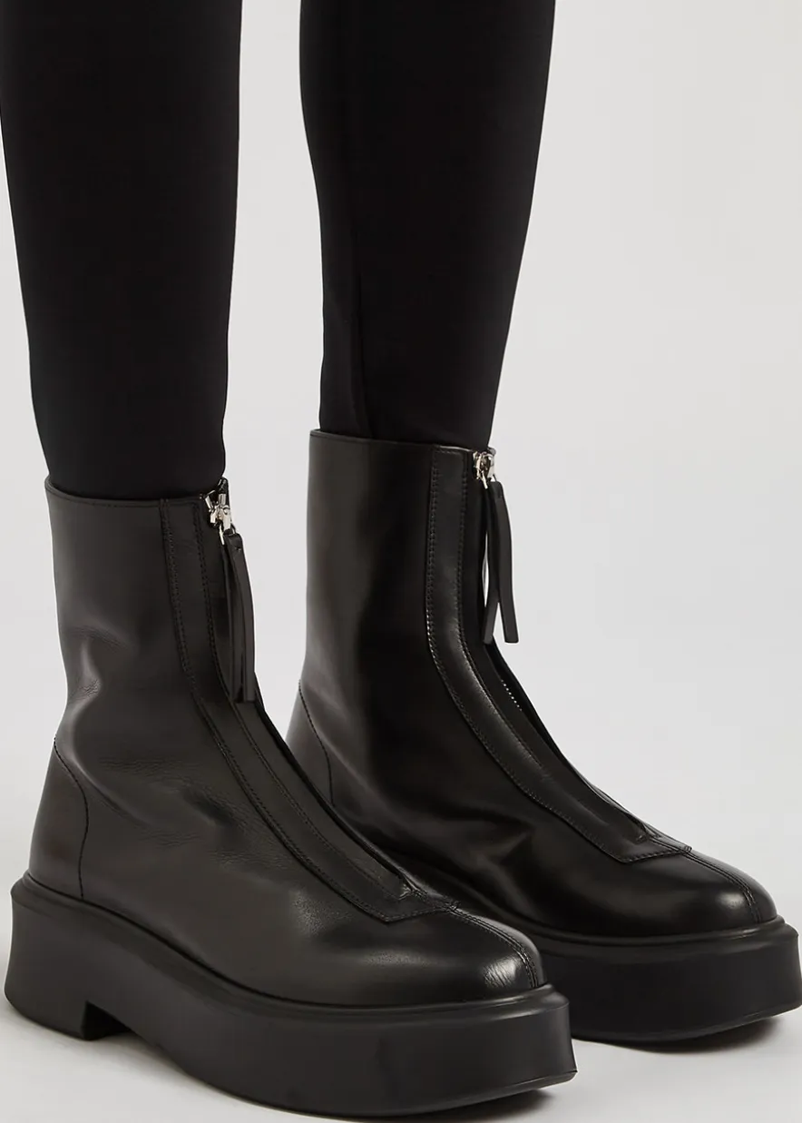 Zipped 1 leather flatform ankle boots