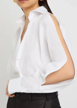 Zipped sleeve cotton-blend shirt