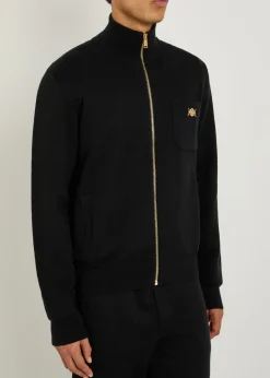 Zip-through cotton and cashmere-blend jumper