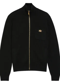 Zip-through cotton and cashmere-blend jumper