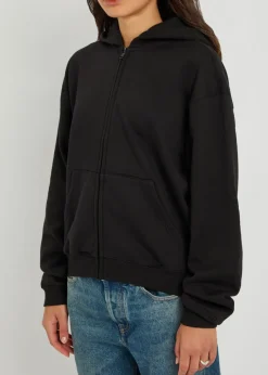 Zip-up cotton-blend hooded sweatshirt