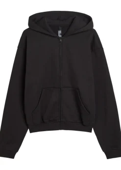 Zip-up cotton-blend hooded sweatshirt