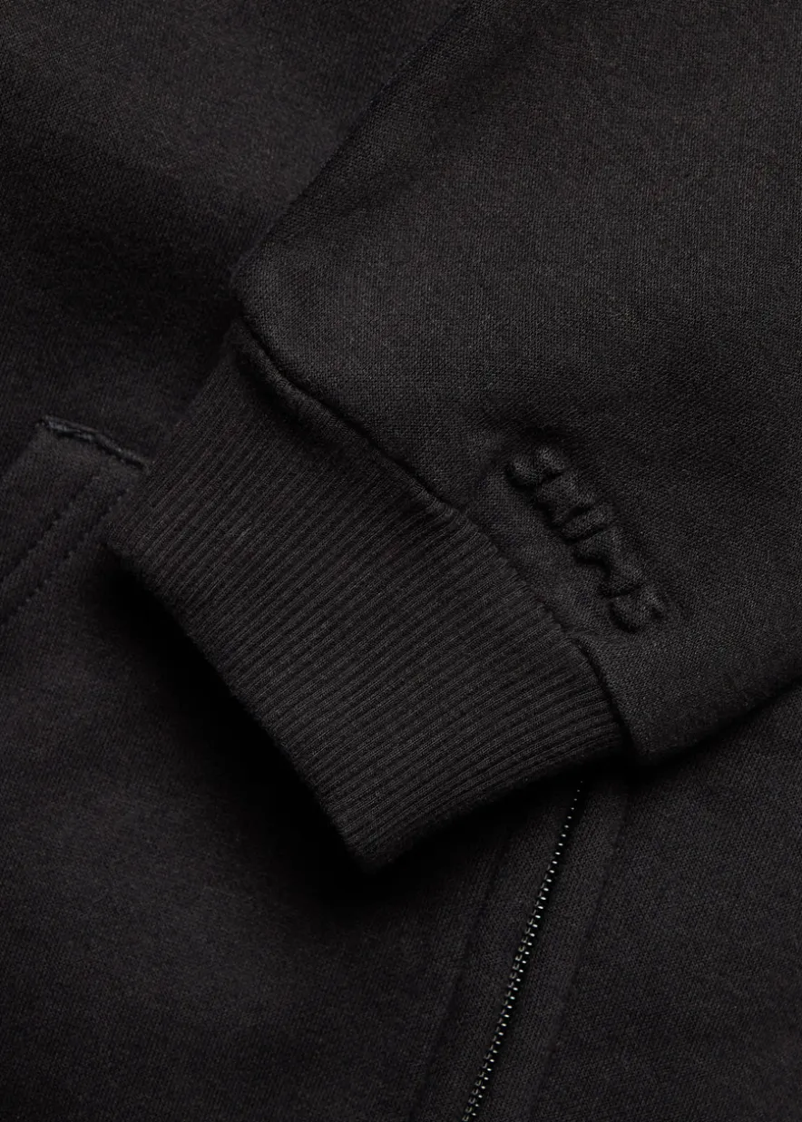 Zip-up cotton-blend hooded sweatshirt