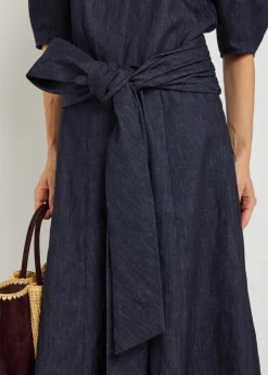 Zivan cotton and linen-blend midi skirt