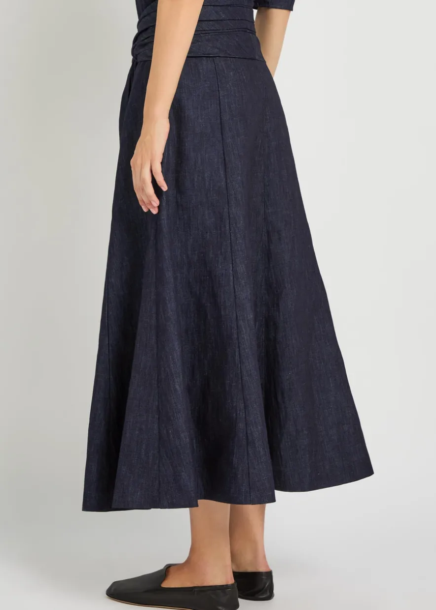 Zivan cotton and linen-blend midi skirt