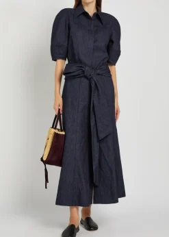 Zivan cotton and linen-blend midi skirt