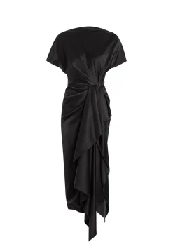 Zoa draped asymmetric satin midi dress
