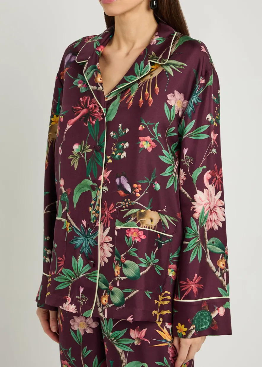 Zooflora printed silk-twill shirt