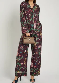 Zooflora printed silk-twill trousers